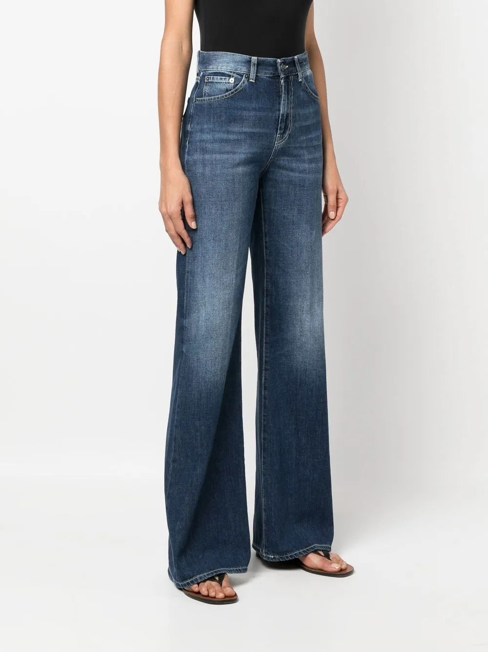 Dondup Faded Wide-leg Jeans In 蓝色