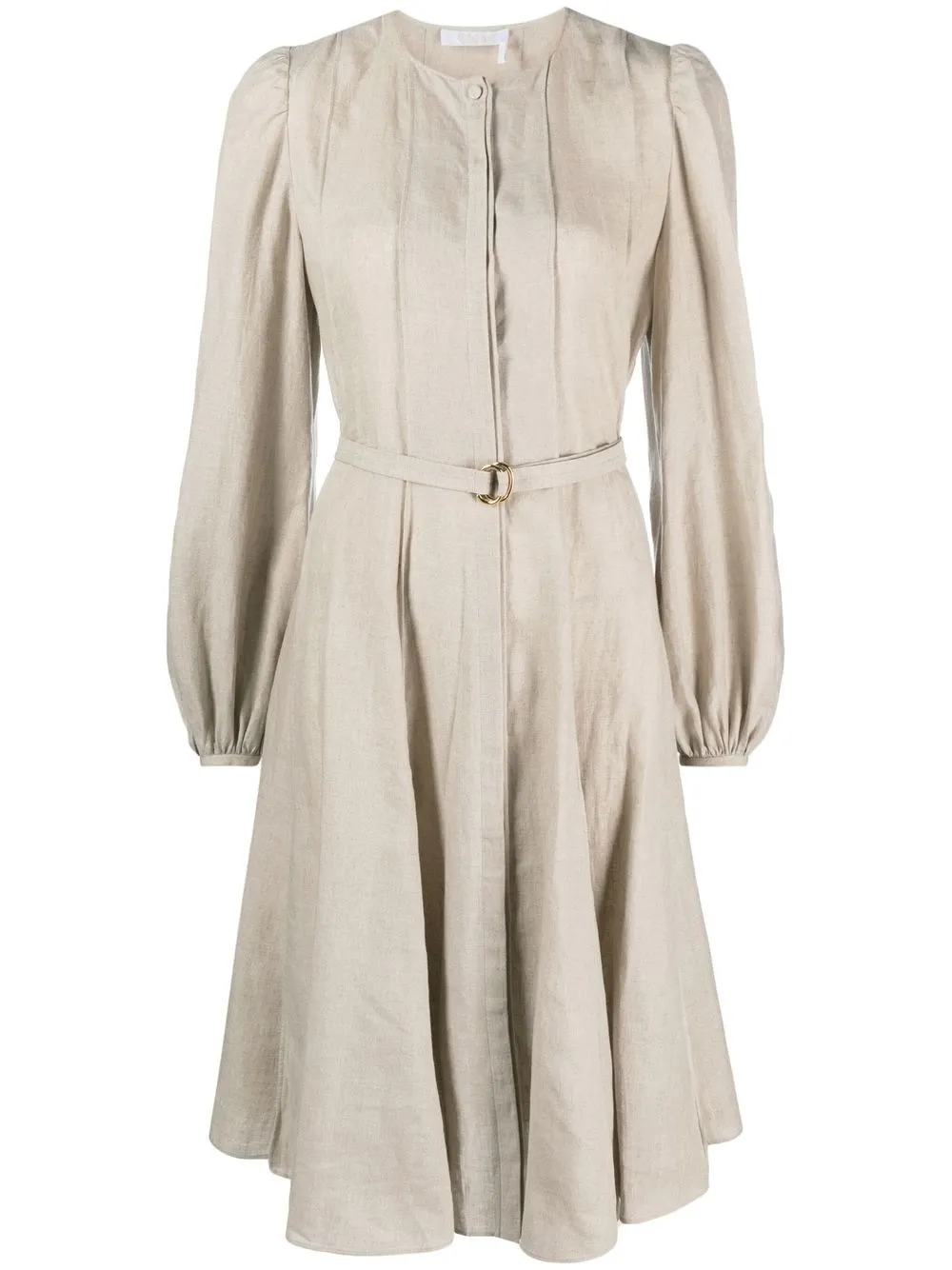 CHLOÉ BELTED BISHOP-SLEEVE DRESS