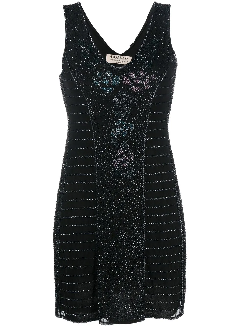 

A.N.G.E.L.O. Vintage Cult 1990s bead-embroidered sleeveless mini dress - Black