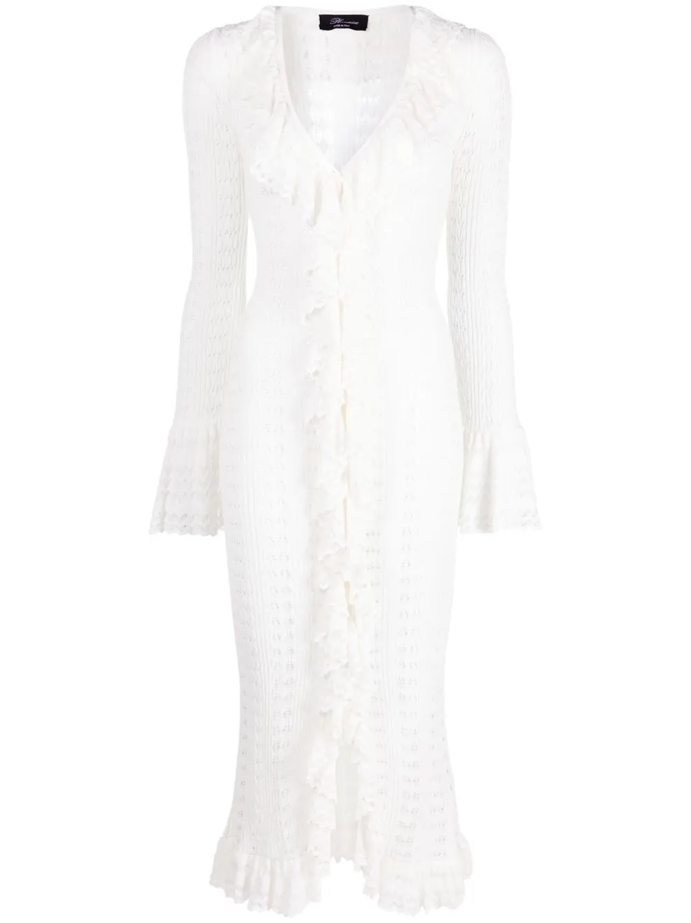 

Blumarine vestido de tejido flojo con cuello en V - Blanco
