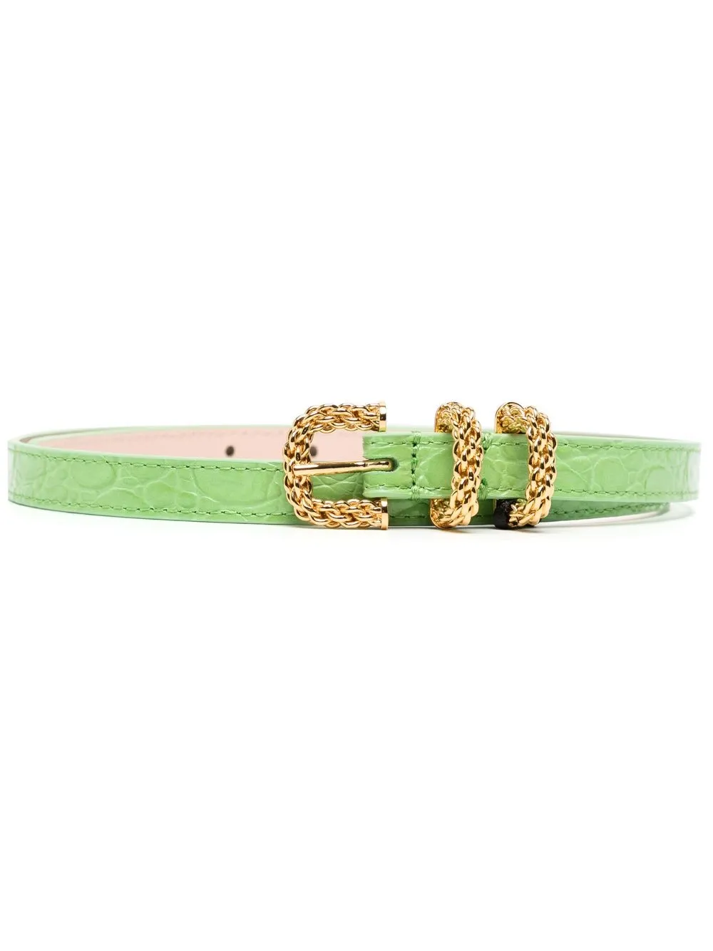 By Far Embossed Crocodile-effect Belt In Green