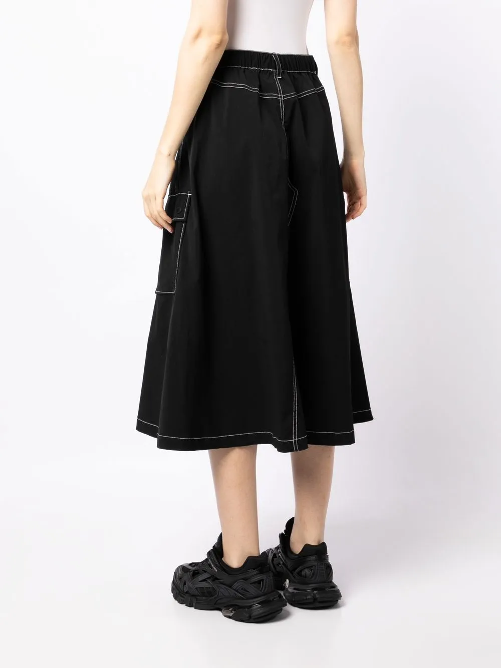 CHOCOOLATE Falda Midi Worker Con Costuras En Contraste Farfetch