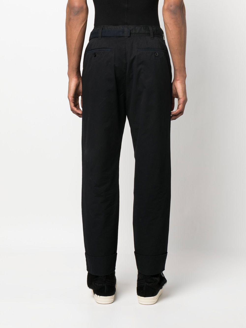 Shop Sacai Belted Wide-leg Trousers In Black