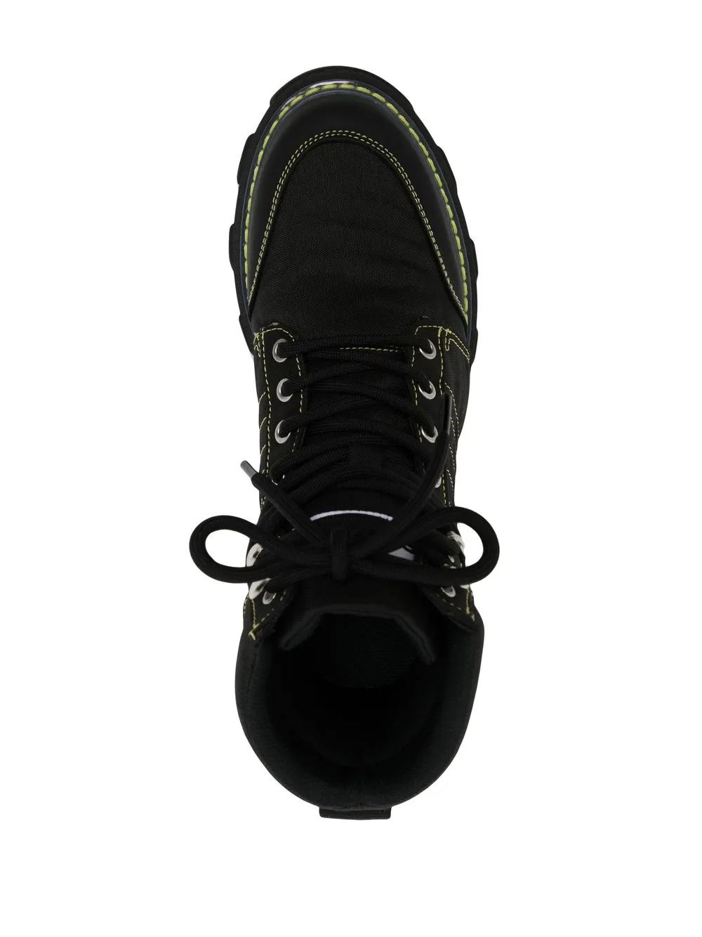 Ganni Contrastingstitch Laceup Boots In Black ModeSens