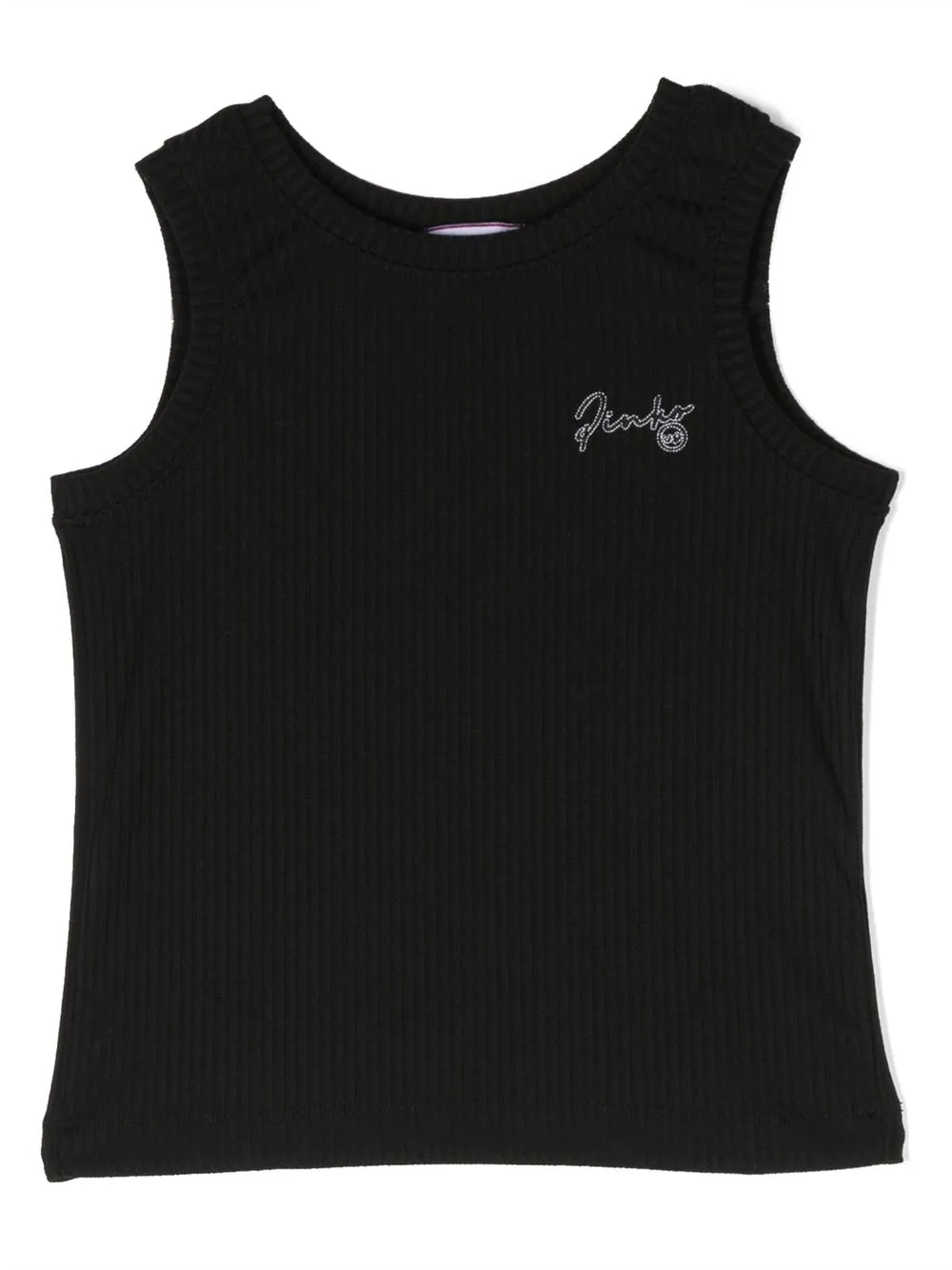 

Pinko Kids crystal logo embellished tank top - Black