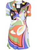 Moschino geometric-print v-neck fitted dress - Black