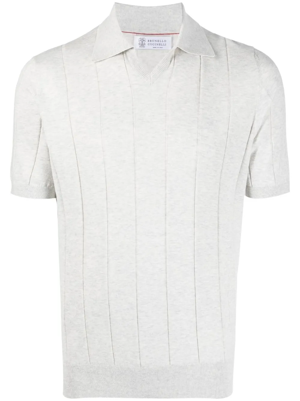 

Brunello Cucinelli playera tejida de canalé con cuello en V - Gris