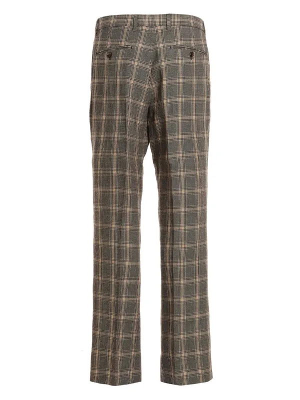 Gucci Prince of Wales check trousers men Wool Viscose 50 Grey