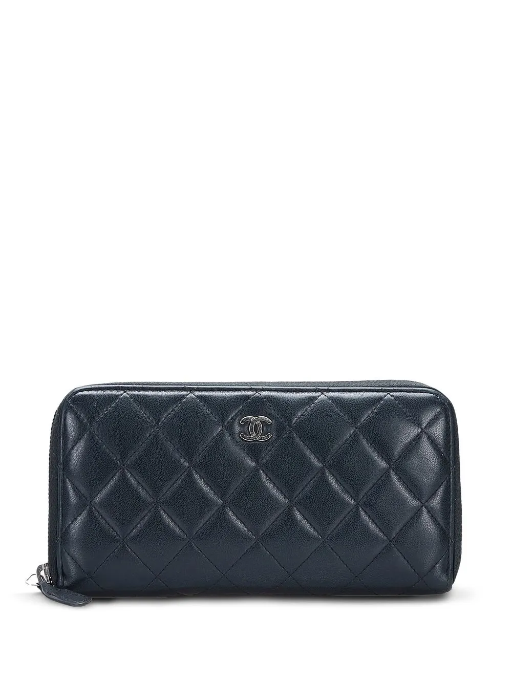 

CHANEL Pre-Owned 2012 diamond-quilted CC zip-around wallet - Black