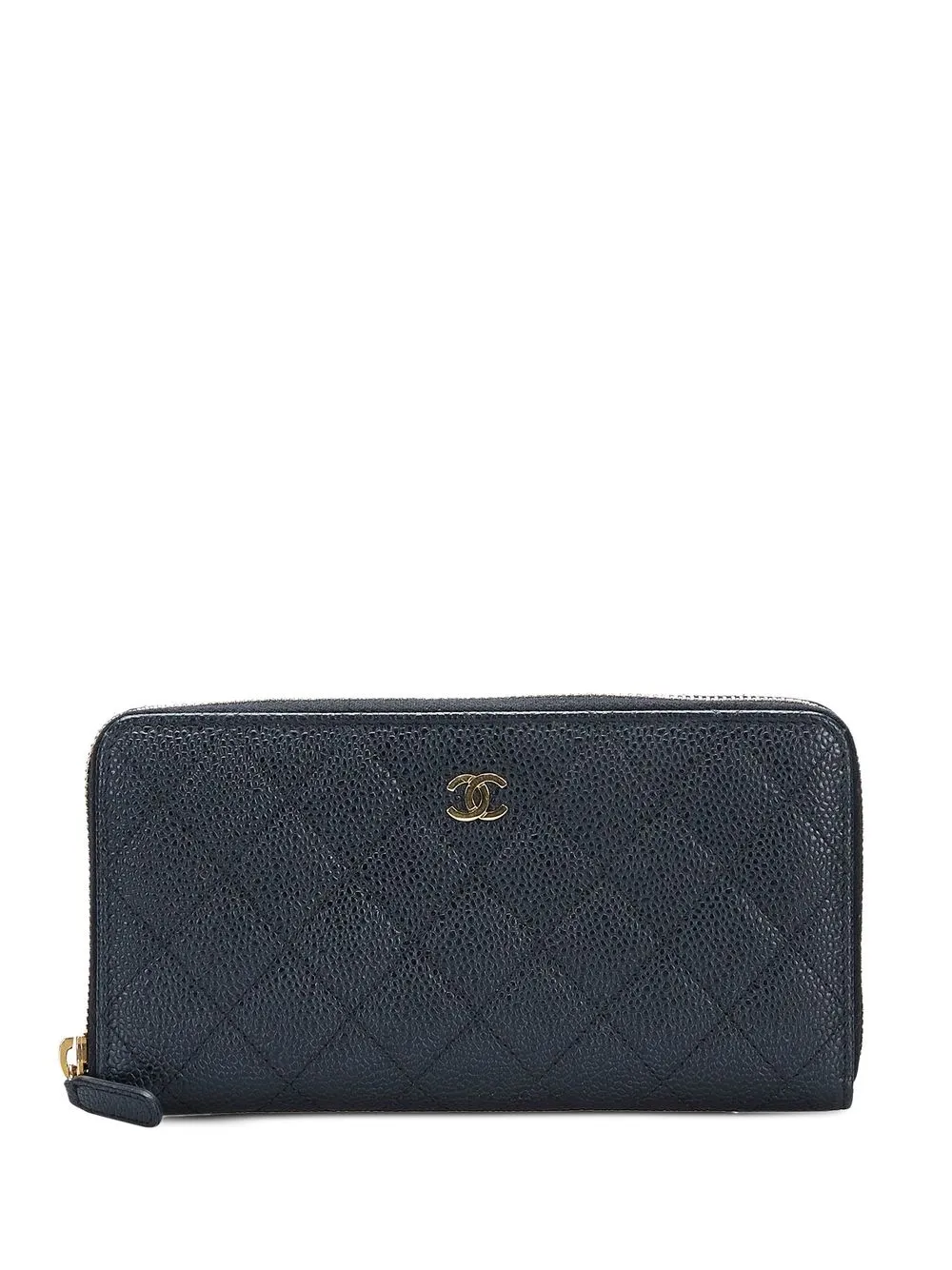 

CHANEL Pre-Owned 2012 diamond-quilted CC all-around zip wallet - Black