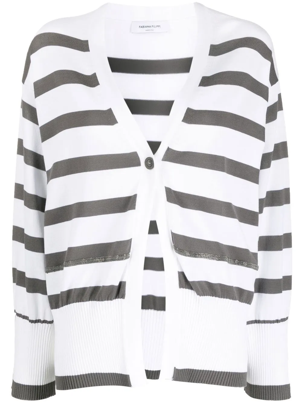 

Fabiana Filippi bead-detail stripped cardigan - White