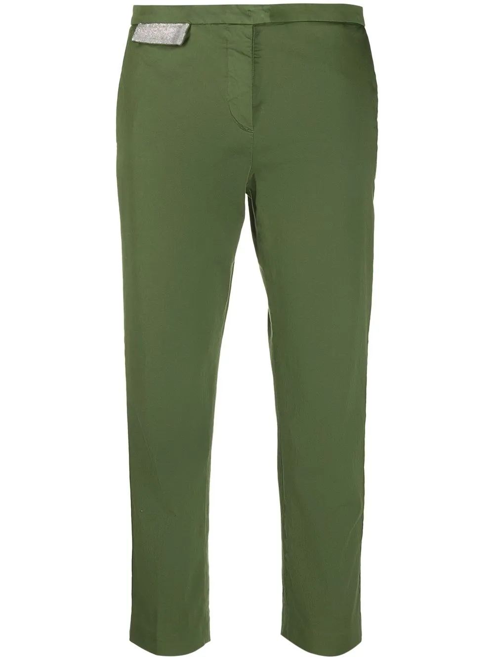 

Fabiana Filippi cropped bead-detail cotton trousers - Green