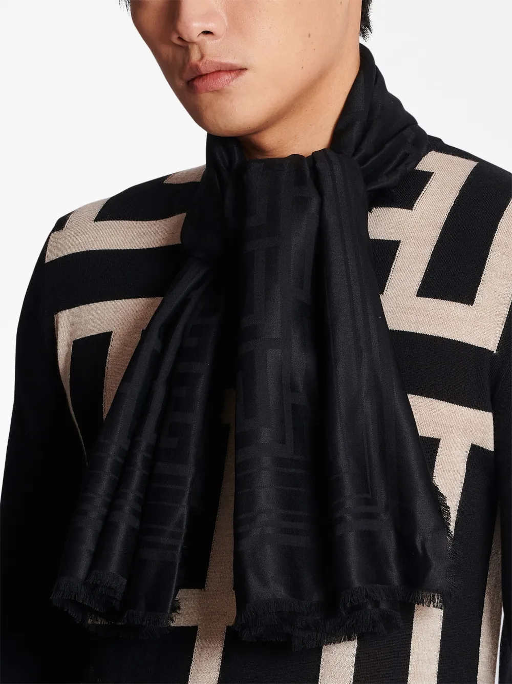 Balmain Sjaal met monogram Zwart