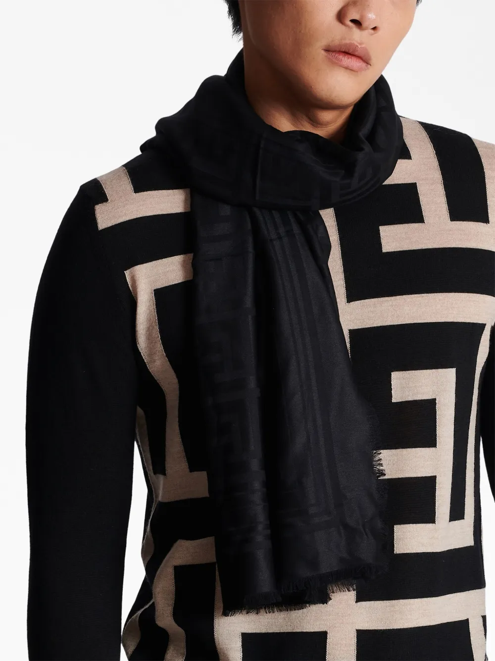 Balmain Sjaal met monogram Zwart