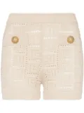 Balmain monogram mesh knitted shorts - Neutrals