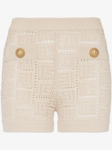 Balmain monogram mesh knitted shorts  