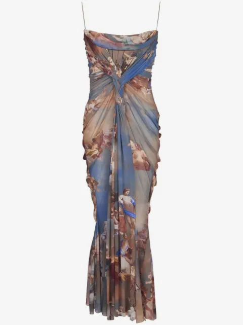 Balmain sky-print tulle maxi dress
