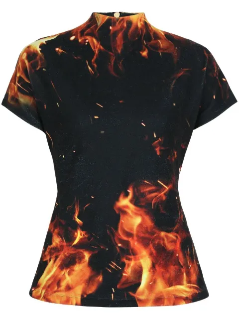 Balmain top con estampado de llama