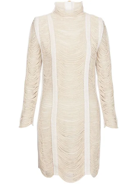 Balmain vestido corto tejido en macramé