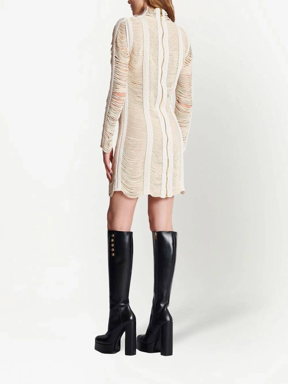 Balmain Gestricktes Minikleid In Neutrals