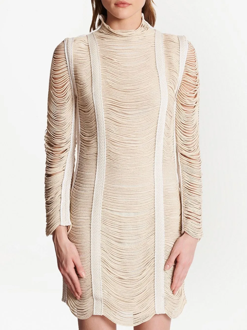 Balmain Gestricktes Minikleid In Neutrals