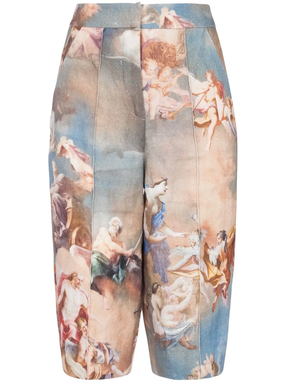 Balmain Abstract-print High-waisted Shorts In Multicolour