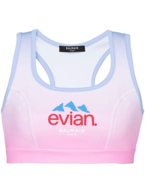 Balmain x Evian logo-print sports bra