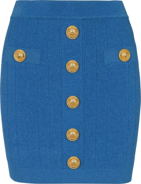 Balmain falda corta de canalé con detalle de botones