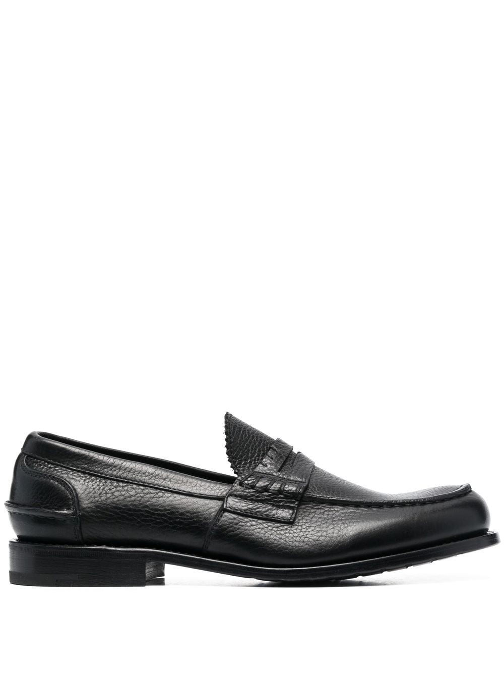 Shop Premiata Pebbled-texture Slip-on Loafers In Black