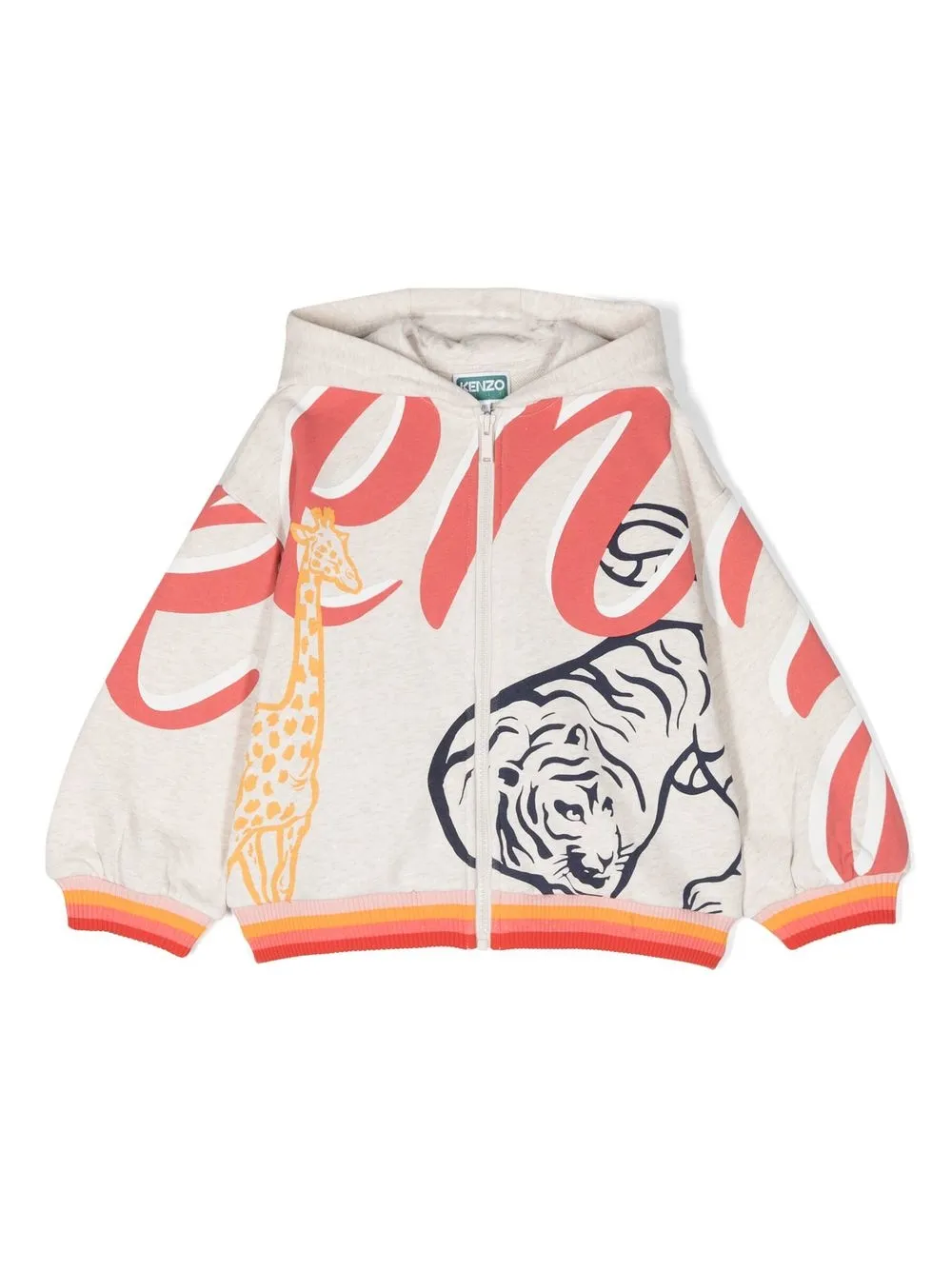 

Kenzo Kids Bamboo-print cotton hoodie - Neutrals