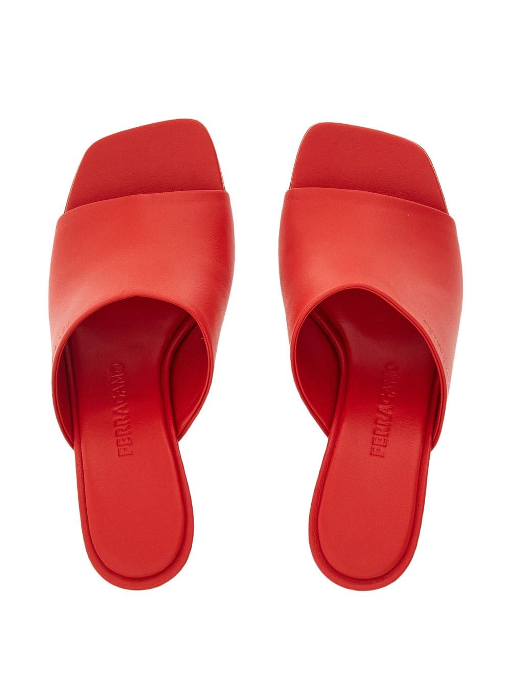 Shop Ferragamo 70mm Open-toe Sculpted-heel Mules In 红色