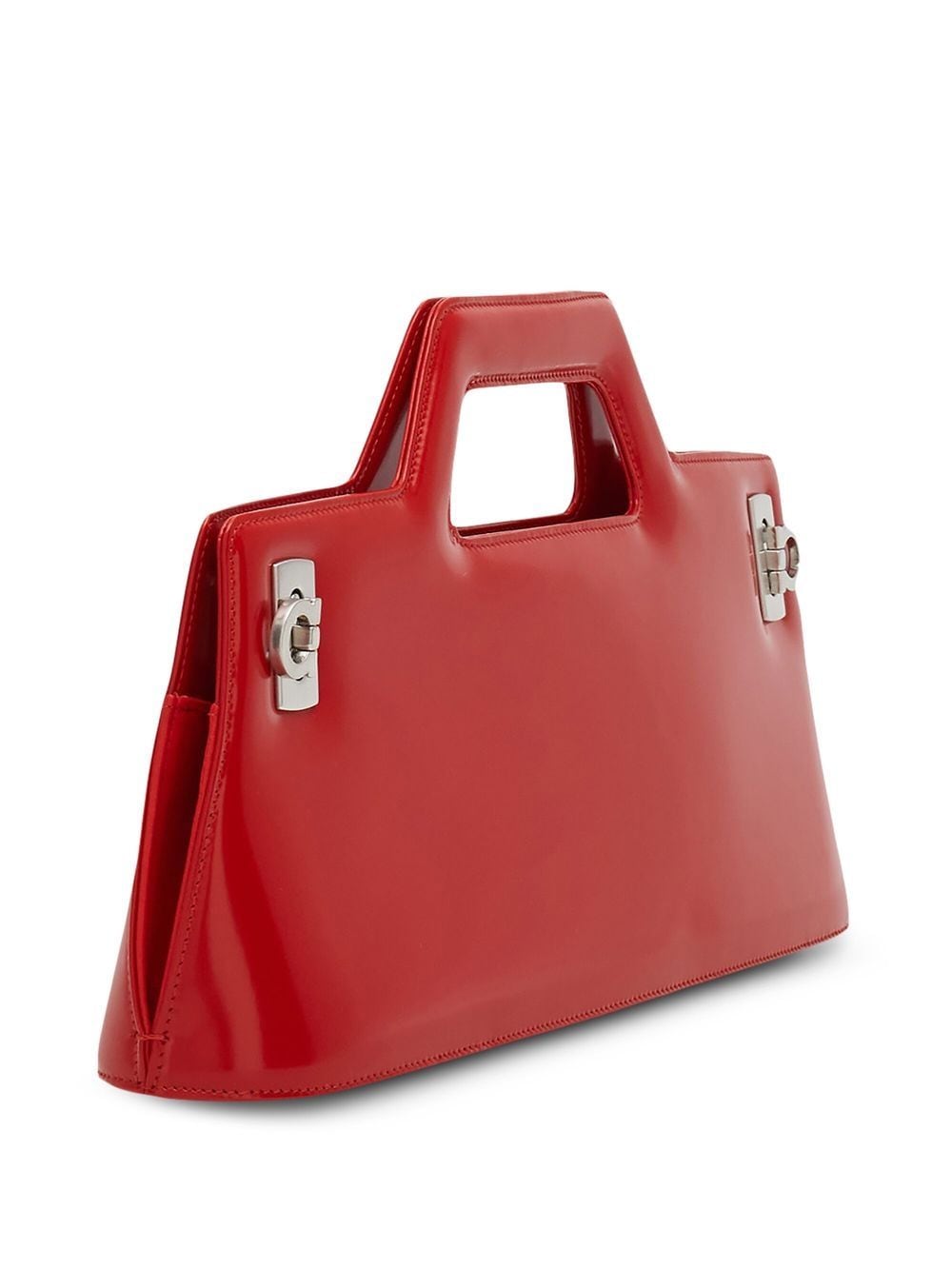 Shop Ferragamo Horizontal-design Leather Tote Bag In Rot