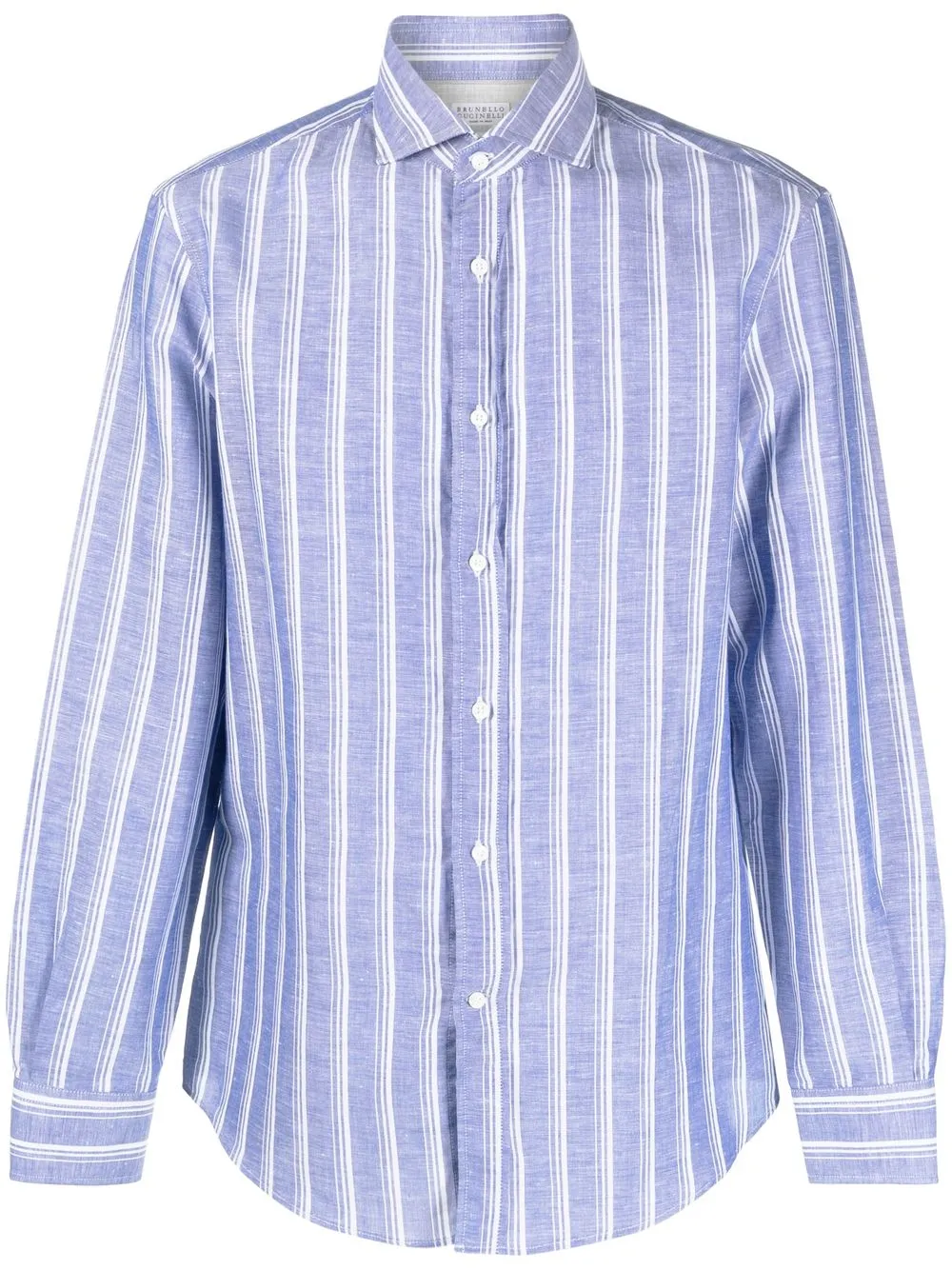 

Brunello Cucinelli camisa manga larga con rayas estampadas - Azul