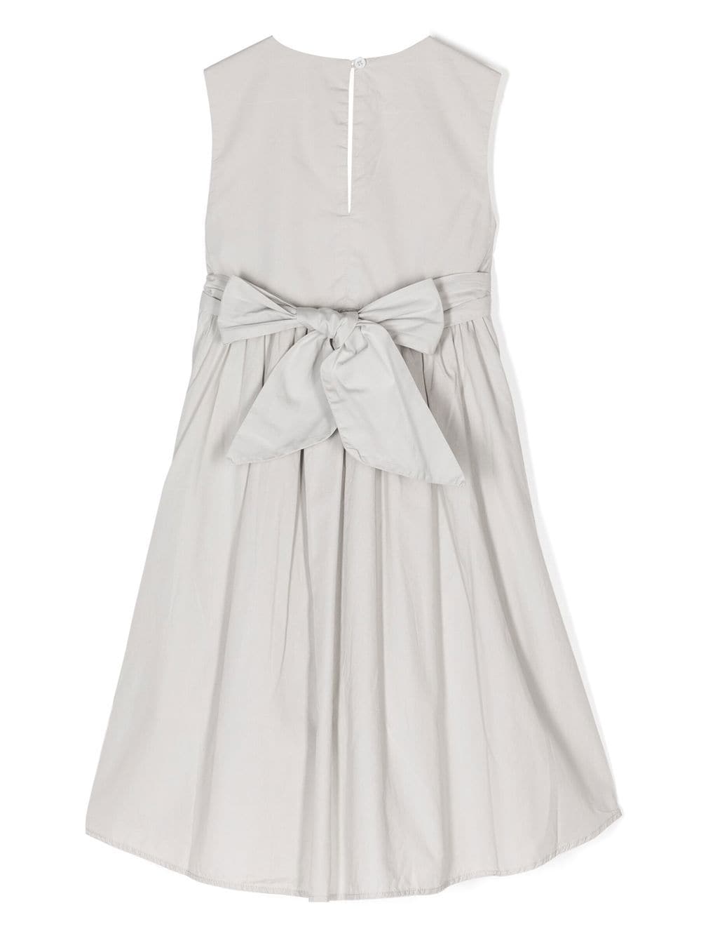 Shop Kindred Bow-detail Organic-cotton Dress In Grey