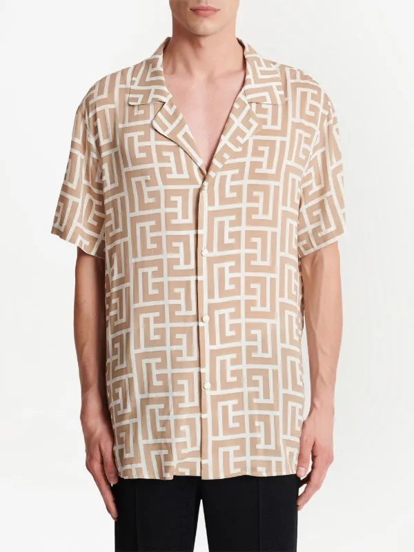 Balmain monogram-print short-sleeve Shirt - Farfetch