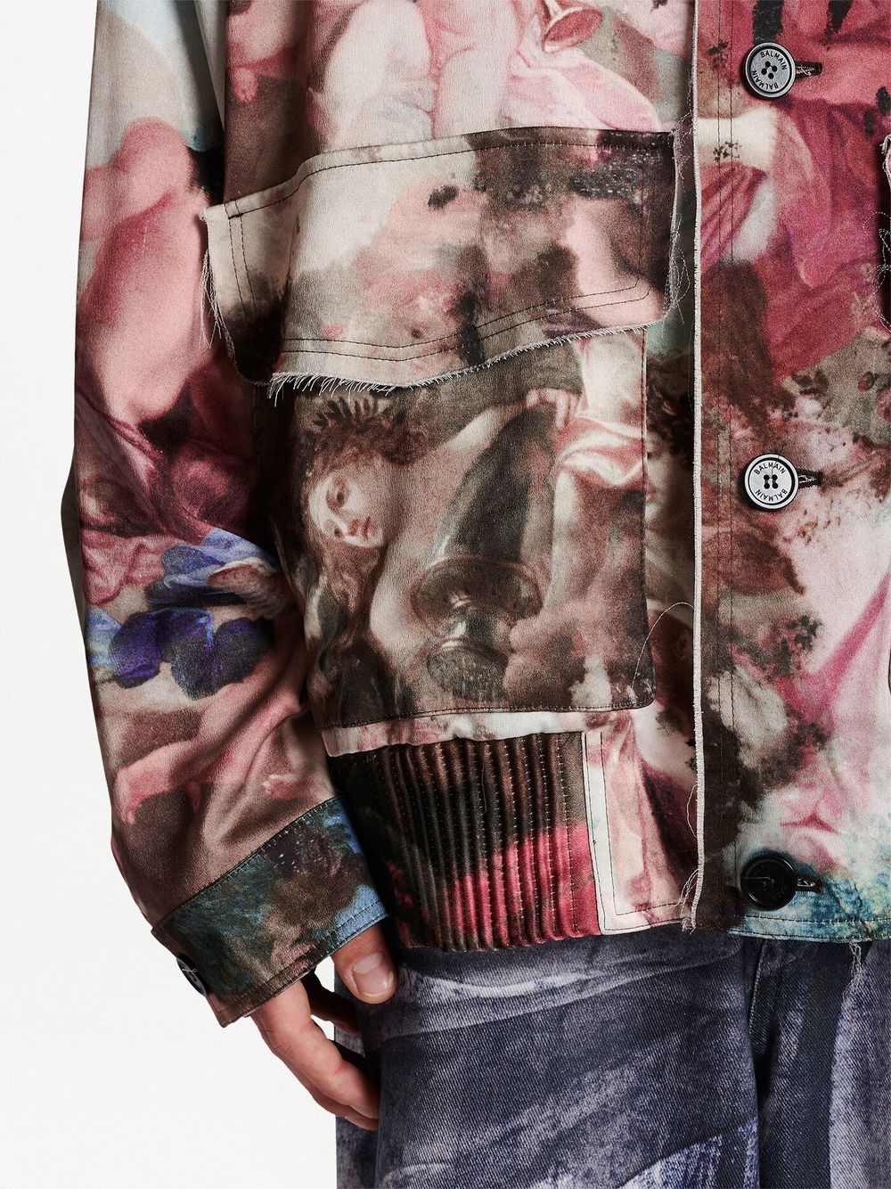 Balmain painting-print satin jacket Men