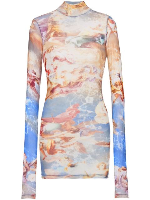 Balmain sky printed tulle top Women