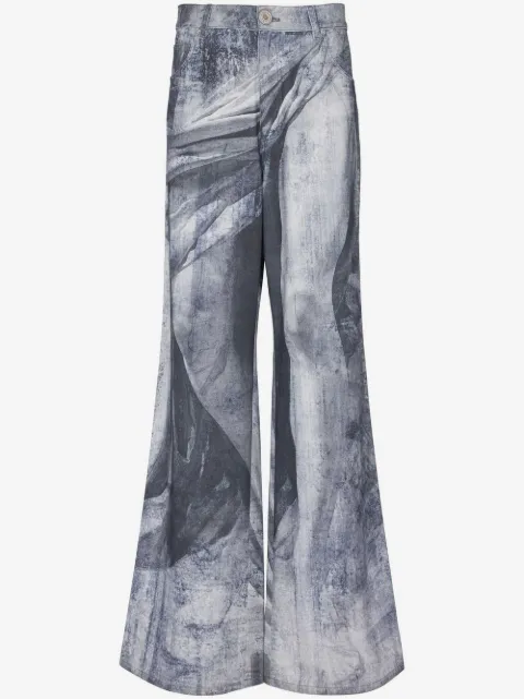Balmain graphic-print wide-leg jeans
