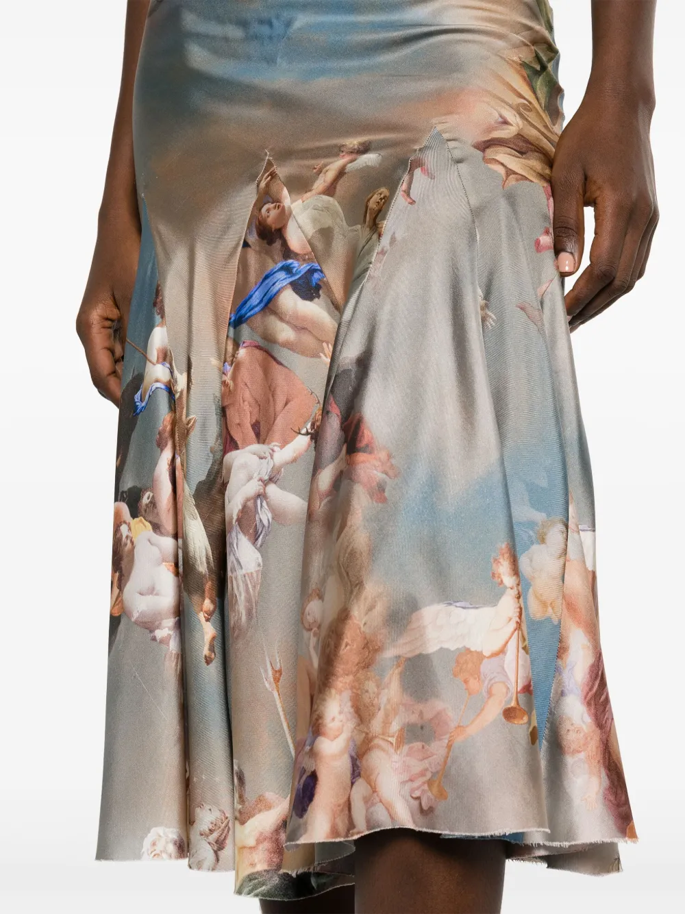 Balmain Zijden midi-rok met barokprint Blauw