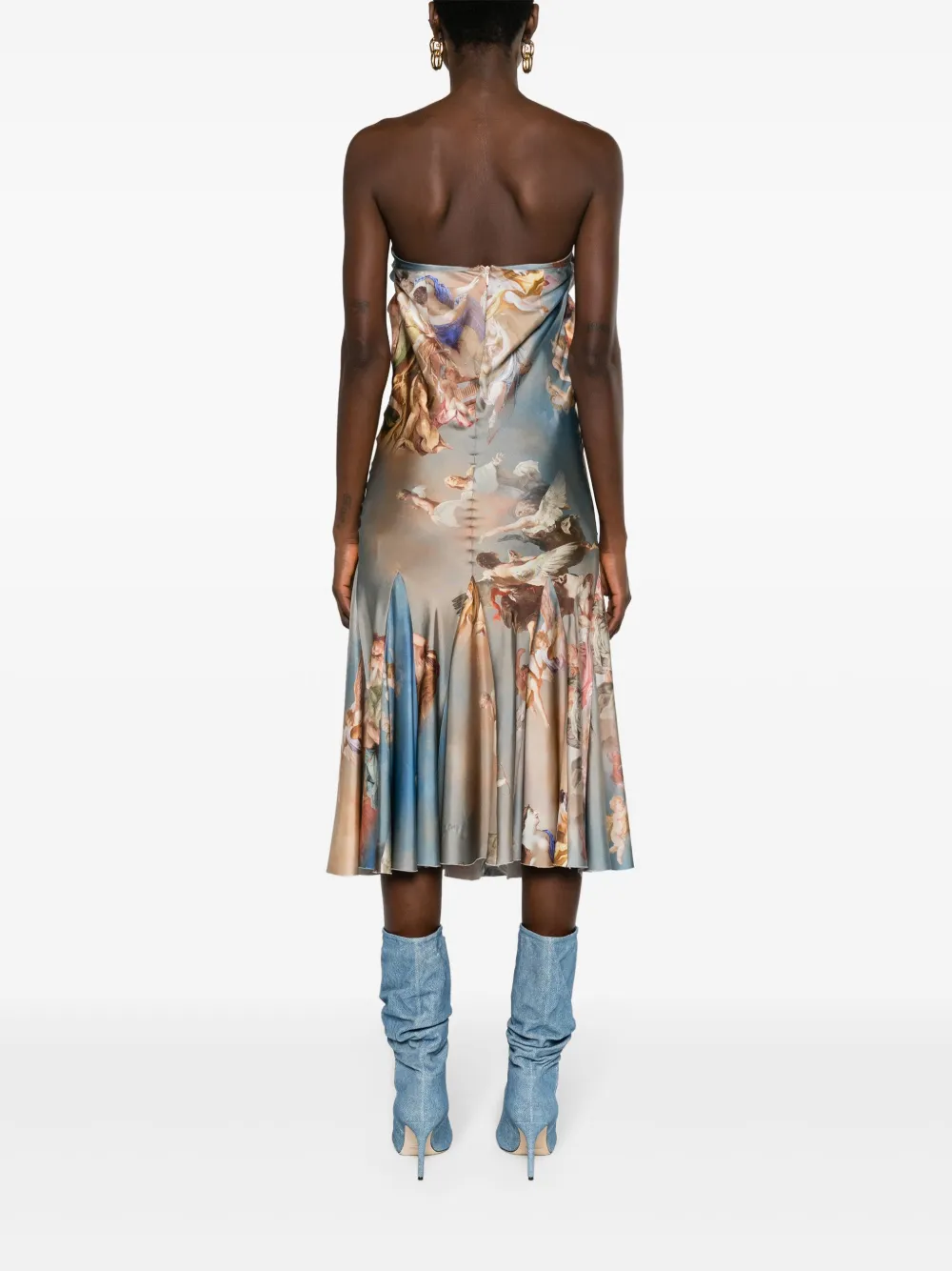 Balmain Zijden midi-rok met barokprint Blauw