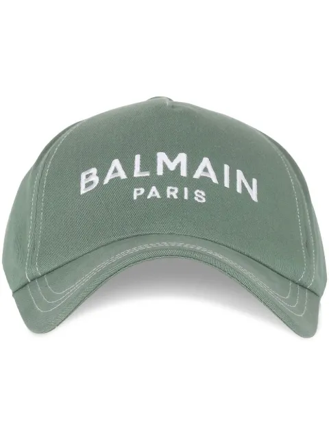 Balmain Boné de algodão com logo bordado