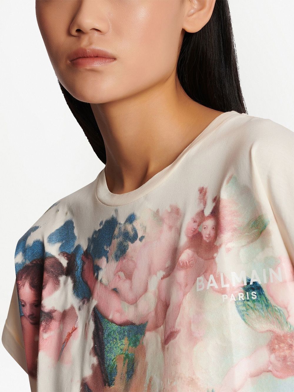 Affordable Balmain Pastel-print cropped T-shirt Women