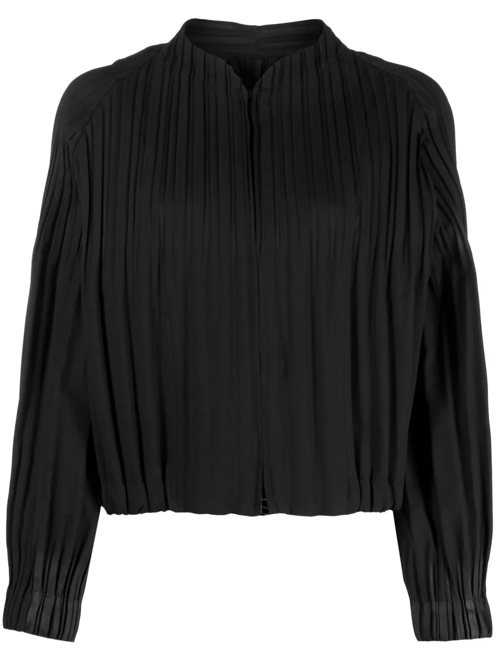 

Pleats Please Issey Miyake blusa manga larga drapeada - Negro