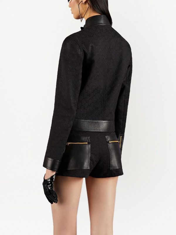 GG canvas and leather shorts in black