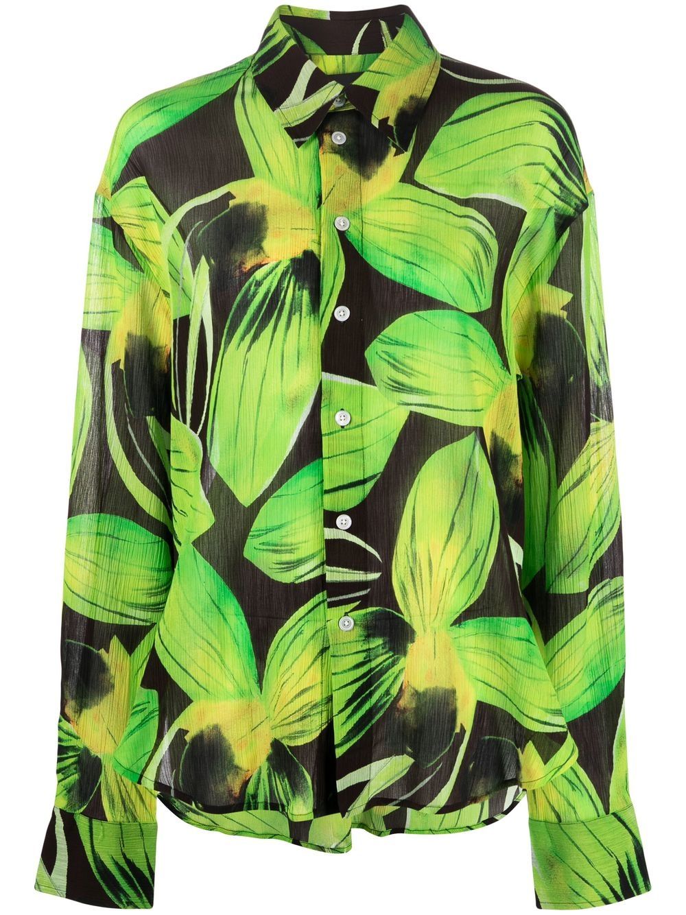 Shop Louisa Ballou Floral-print Long-sleeve Shirt In Schwarz