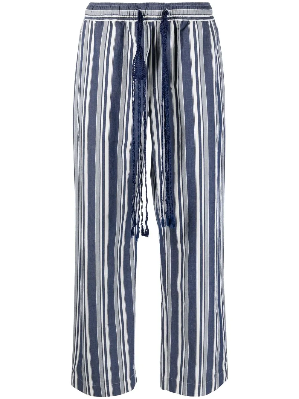 

Wales Bonner tied-waist stripe-pattern trousers - Blue