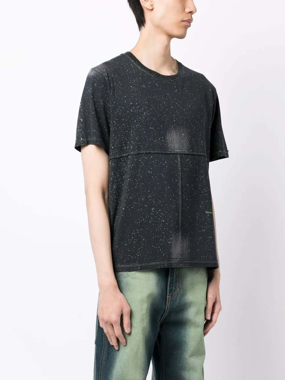 Eckhaus Latta Paint-splatter Cotton T-shirt In Blue | ModeSens