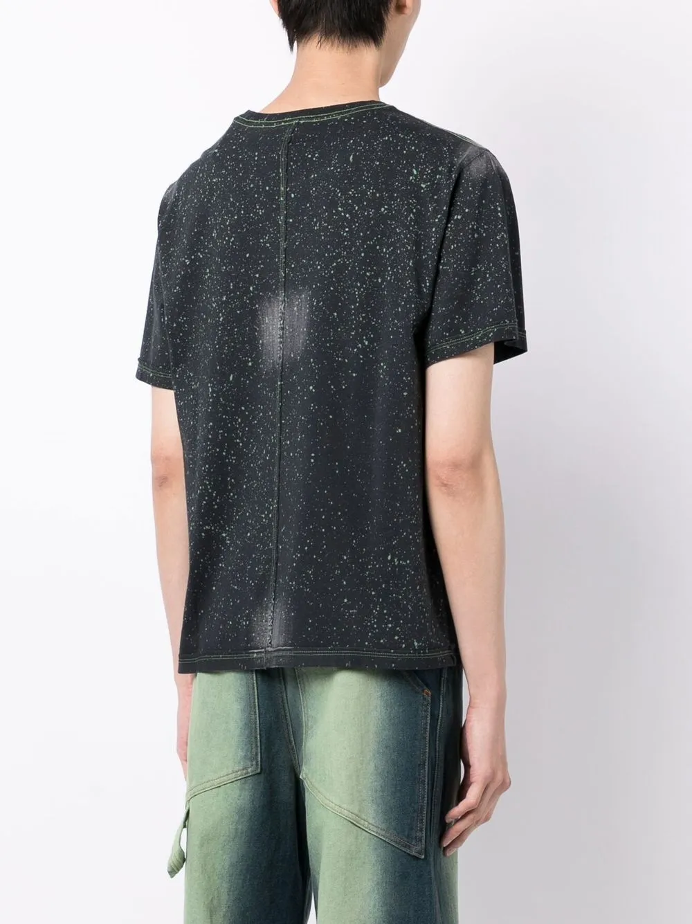 Shop Eckhaus Latta Paint-splatter Cotton T-shirt In Blue