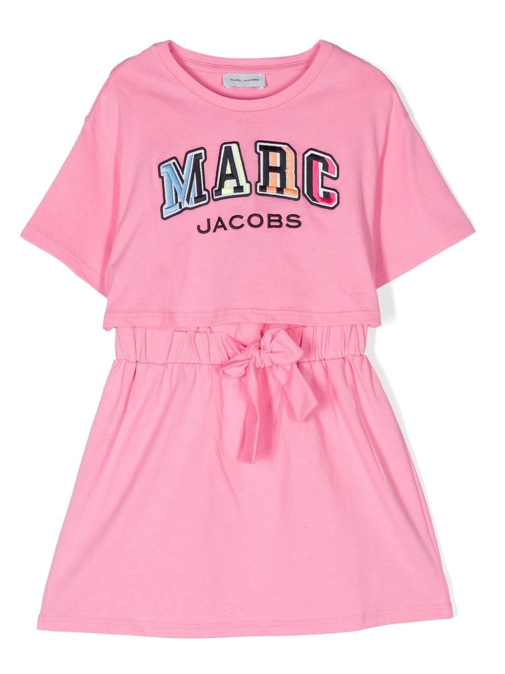 Marc Jacobs Kids' Logo Embroidered Cotton Dress In Pink