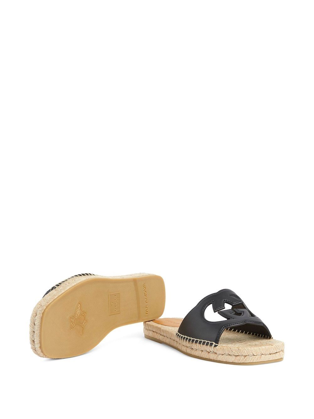 Shop Gucci Interlocking G Cut-out Slides In Black